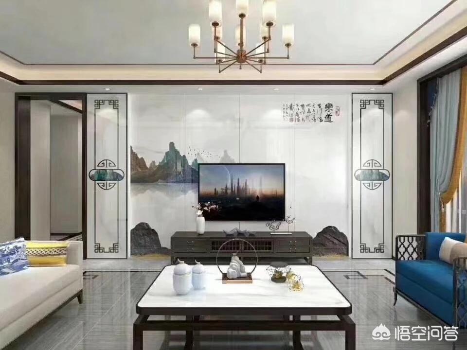 大宅装修效果图-农村的两层小别墅怎么装修好？客厅全屋贴瓷砖，电视背景墙该怎么设计？