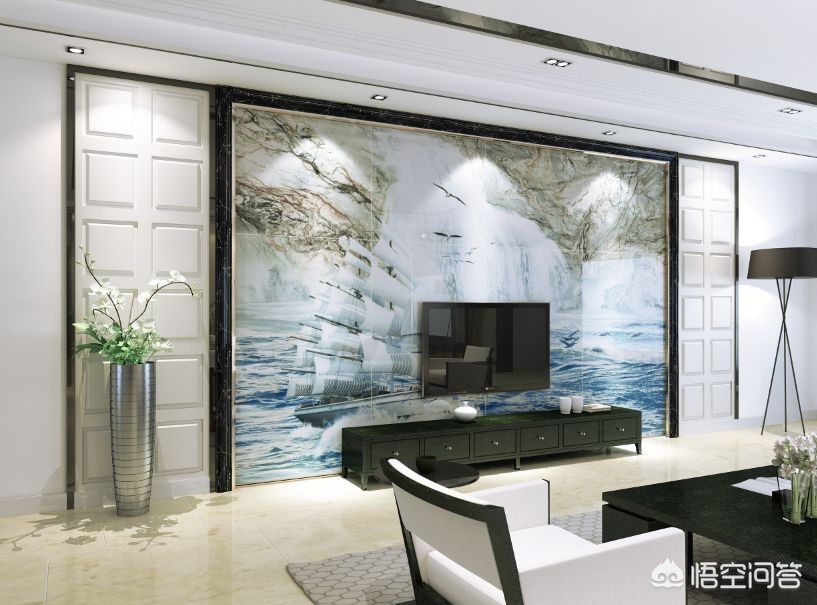 大宅装修效果图-农村的两层小别墅怎么装修好？客厅全屋贴瓷砖，电视背景墙该怎么设计？